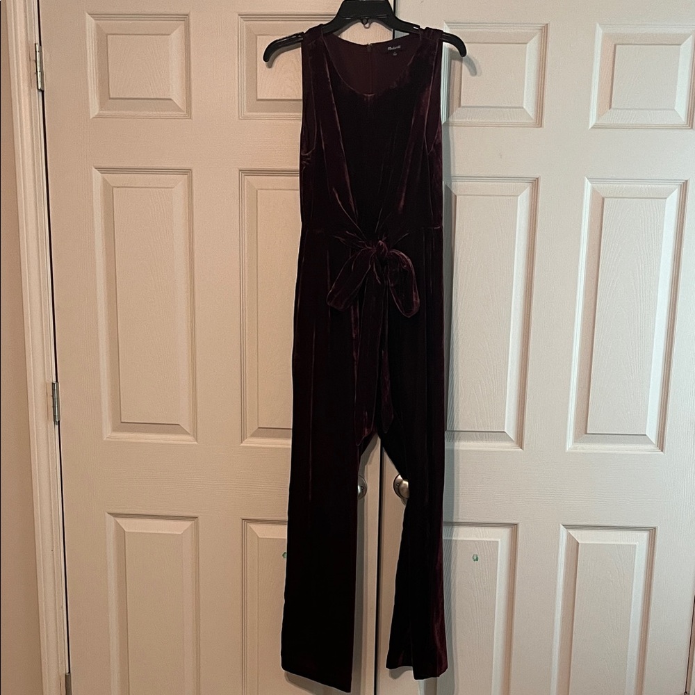 Madewell Velvet Jumpsuit in Deep Burgundy